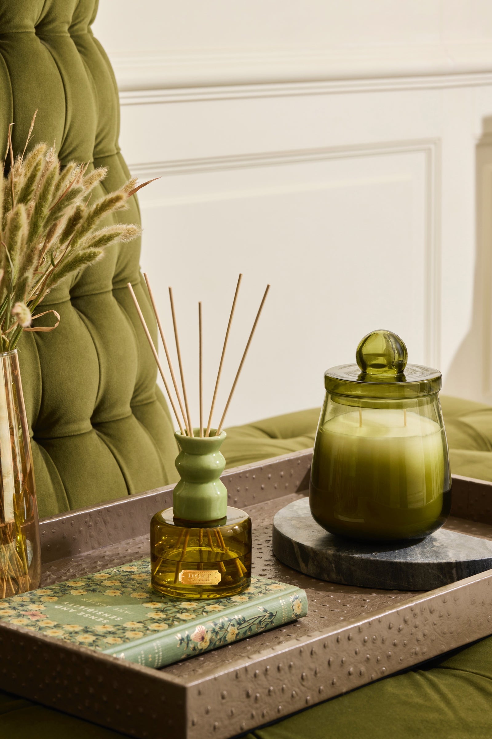 Cosmic Set - Candle (M) & Diffuser | Olive Green | Sage Cleanse