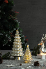 Silver | Led Fitted Glass Christmas Tree | Set of 3