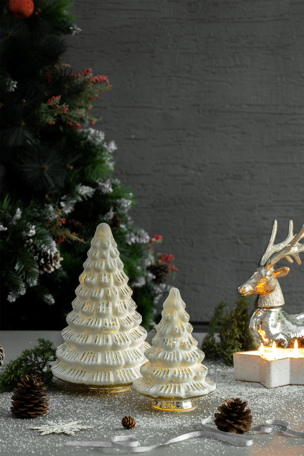 White | Led Fitted Glass Christmas Tree