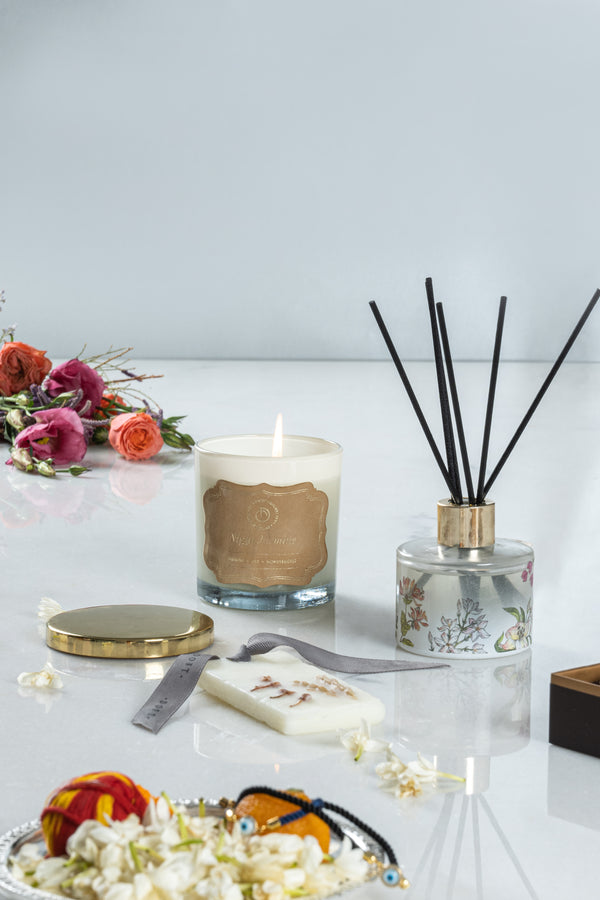 Diffuser, Single Wax Tablet & Lid Jar candle set | Night Jasmine | Scented Candle