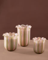 Zen Lotus - Flower Cut Cylinder Candle | Olive Green & Pink | Peony Promise