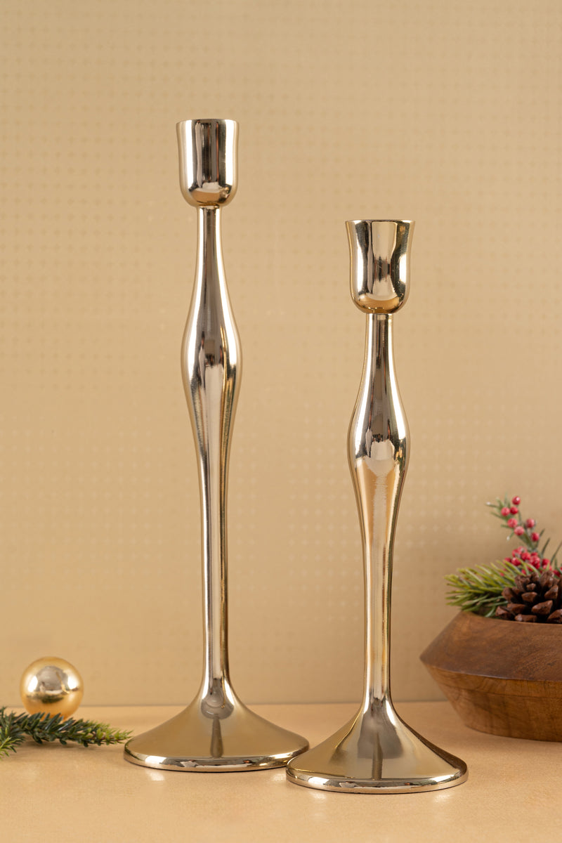 Bow Taper Candle & Cheer Metal Holders