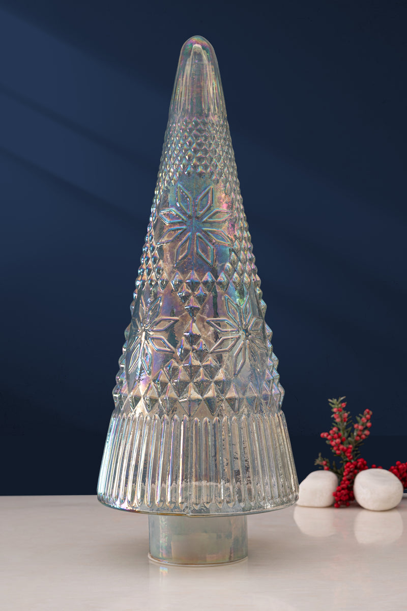 Frosted Cut Glass LED Christmas Tree