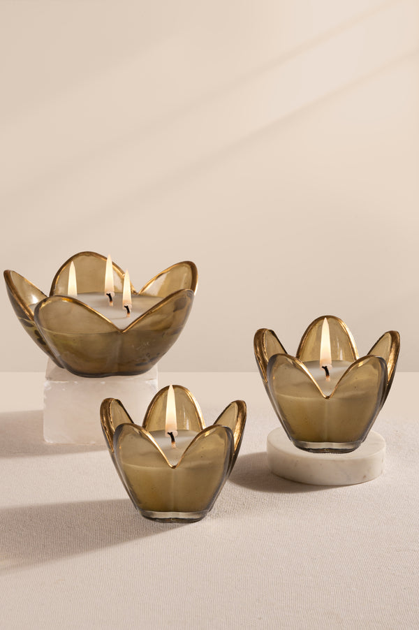 Eternal Bloom - Flower Bowl Candle | Green | Zen Garden | Set of 3