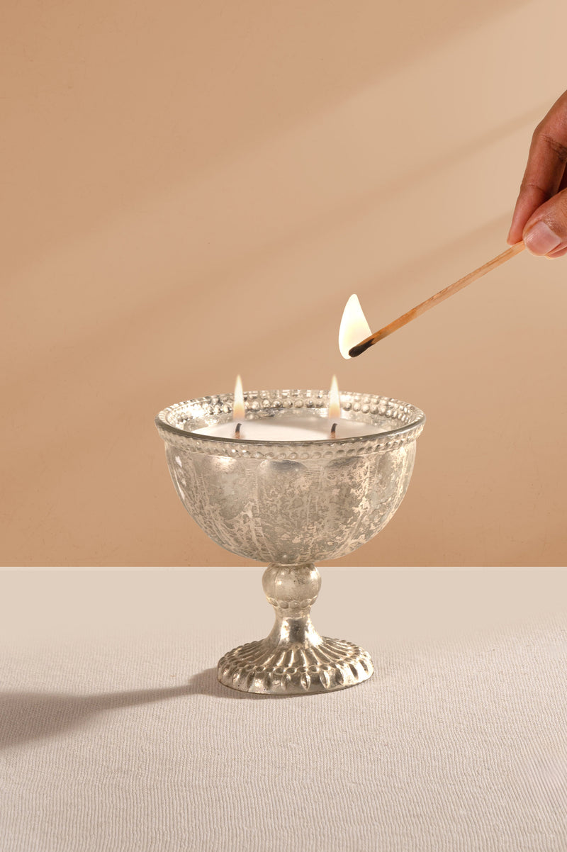 Heritage Heirloom - Footed Candle (S) | Silver | Whispering Jasmine