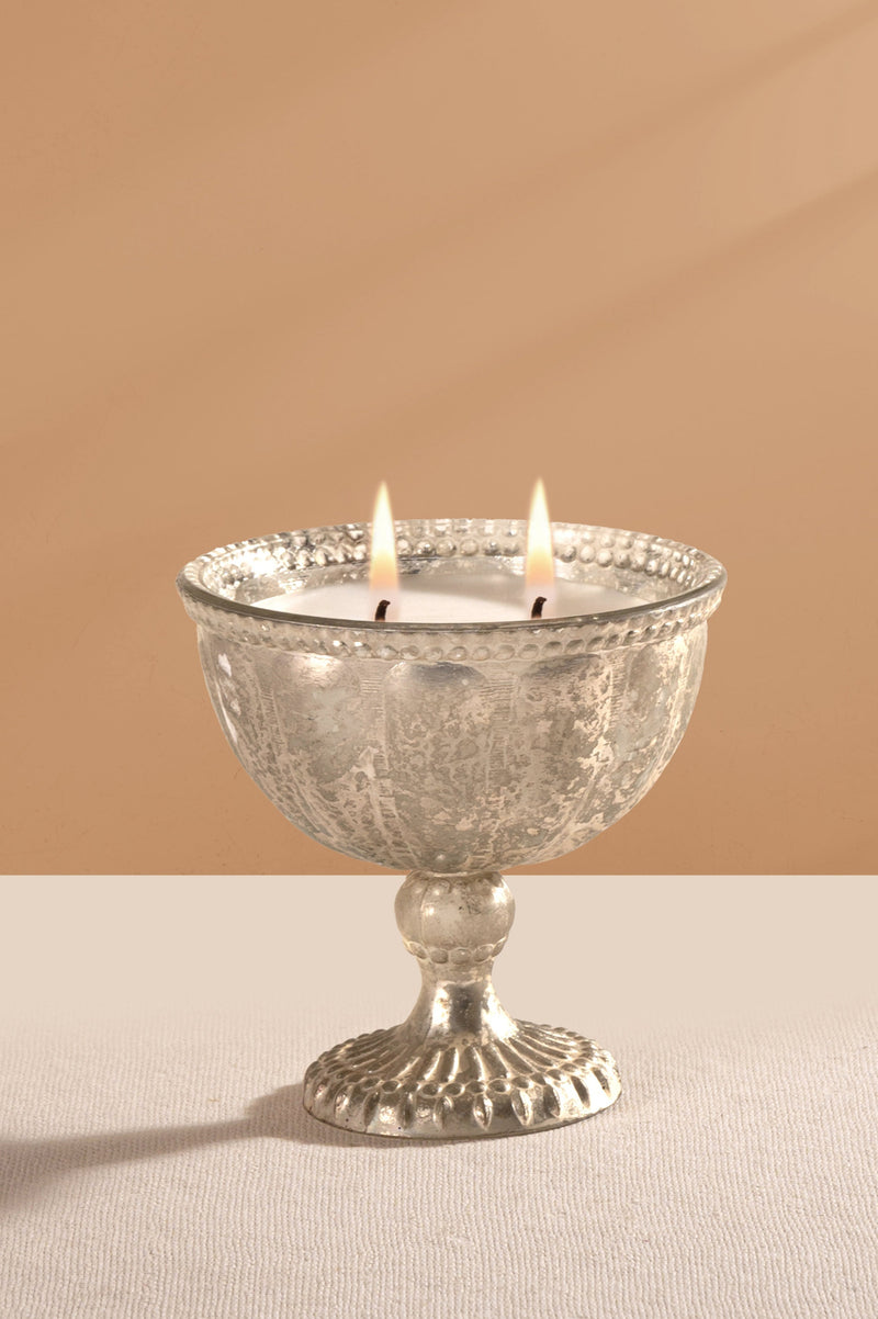 Heritage Heirloom -  Footed Candle Set | Silver | Whispering Jasmine | Set of 4