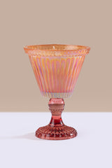 Decorative glass with a ribbed design on a beige background