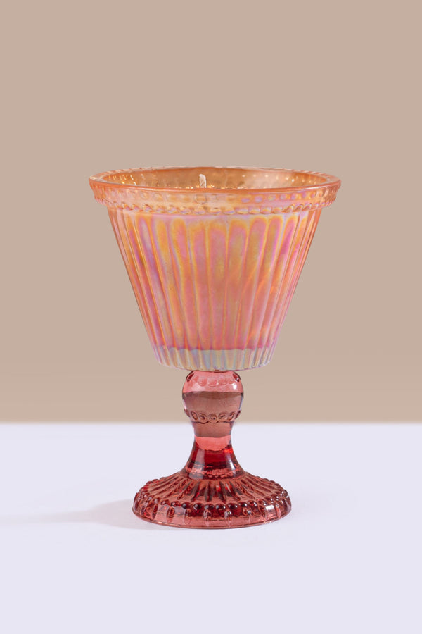 Decorative glass with a ribbed design on a beige background