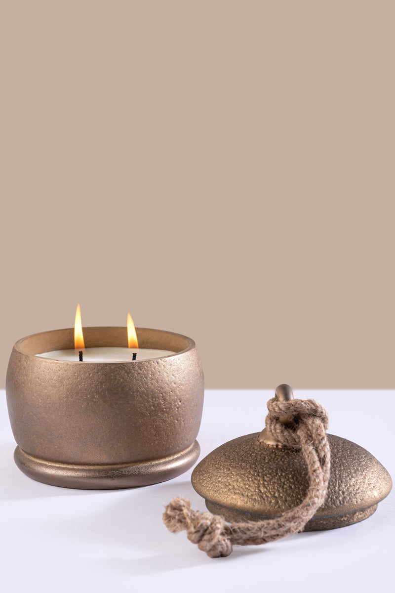 golden metal candle gift set
