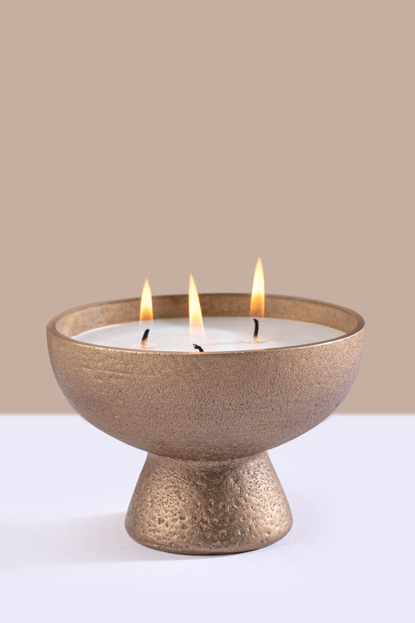 golden metal bowl candle 