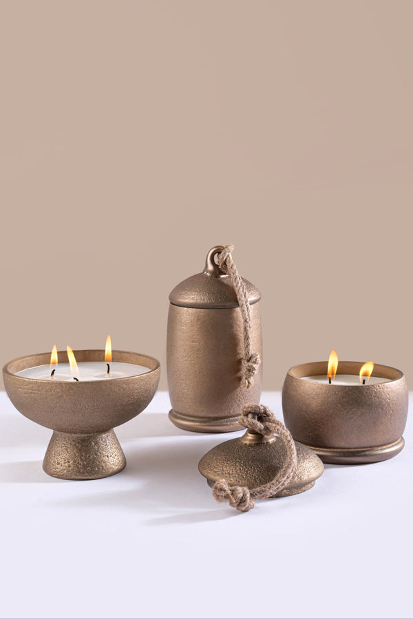 golden metal candle gift set