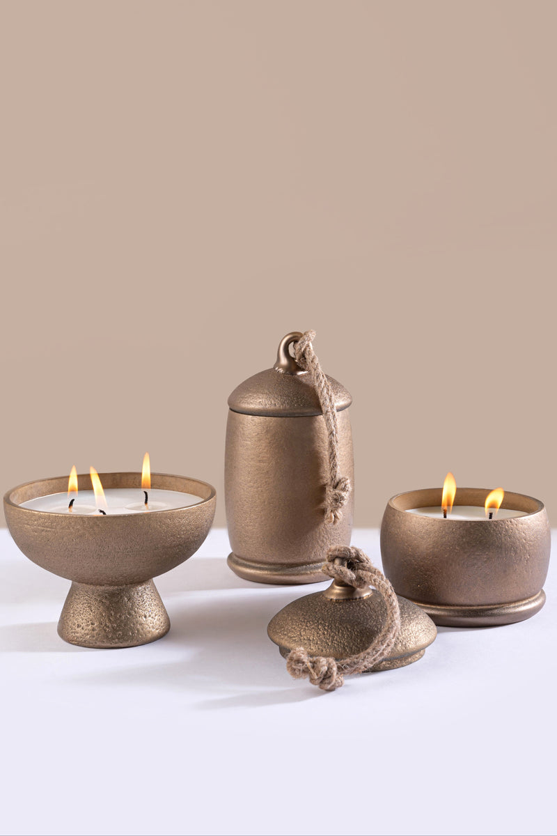 golden metal candle gift set