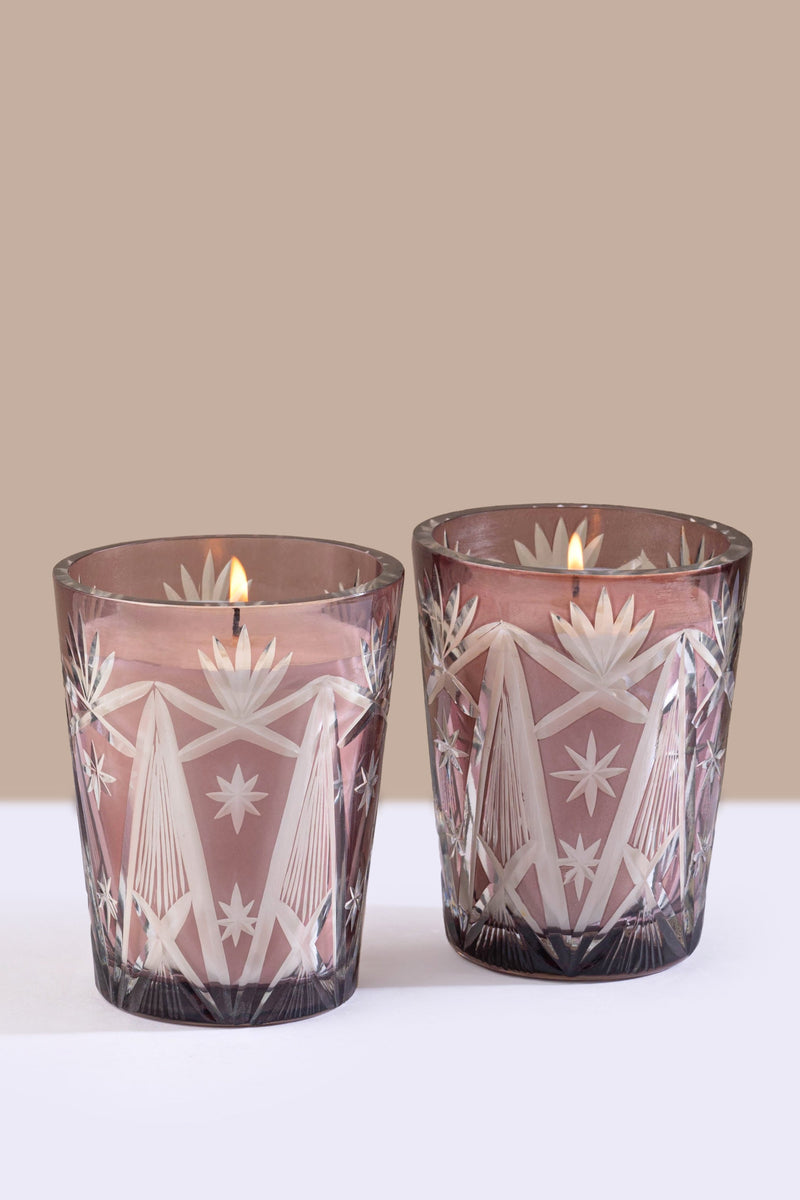 pink color jar candles set of 2 