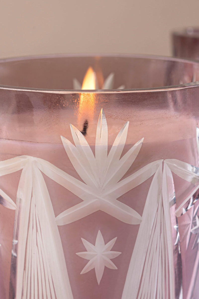 pink color jar candles set of 2 