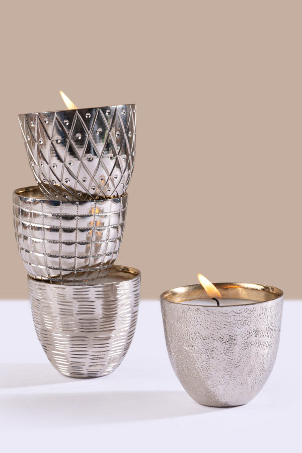 silver metal votive for gifting