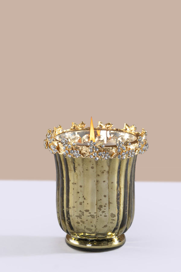 Jewel Bloom - Flower Candle | Green | Golden Pine
