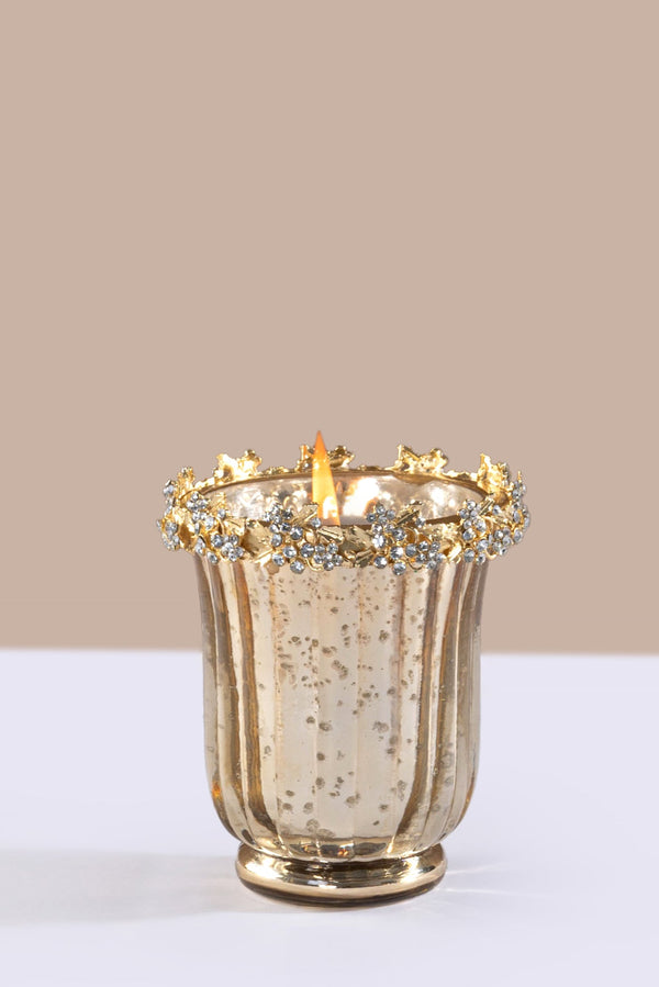 Jewel Bloom - Flower Candle | Amber | Golden Pine
