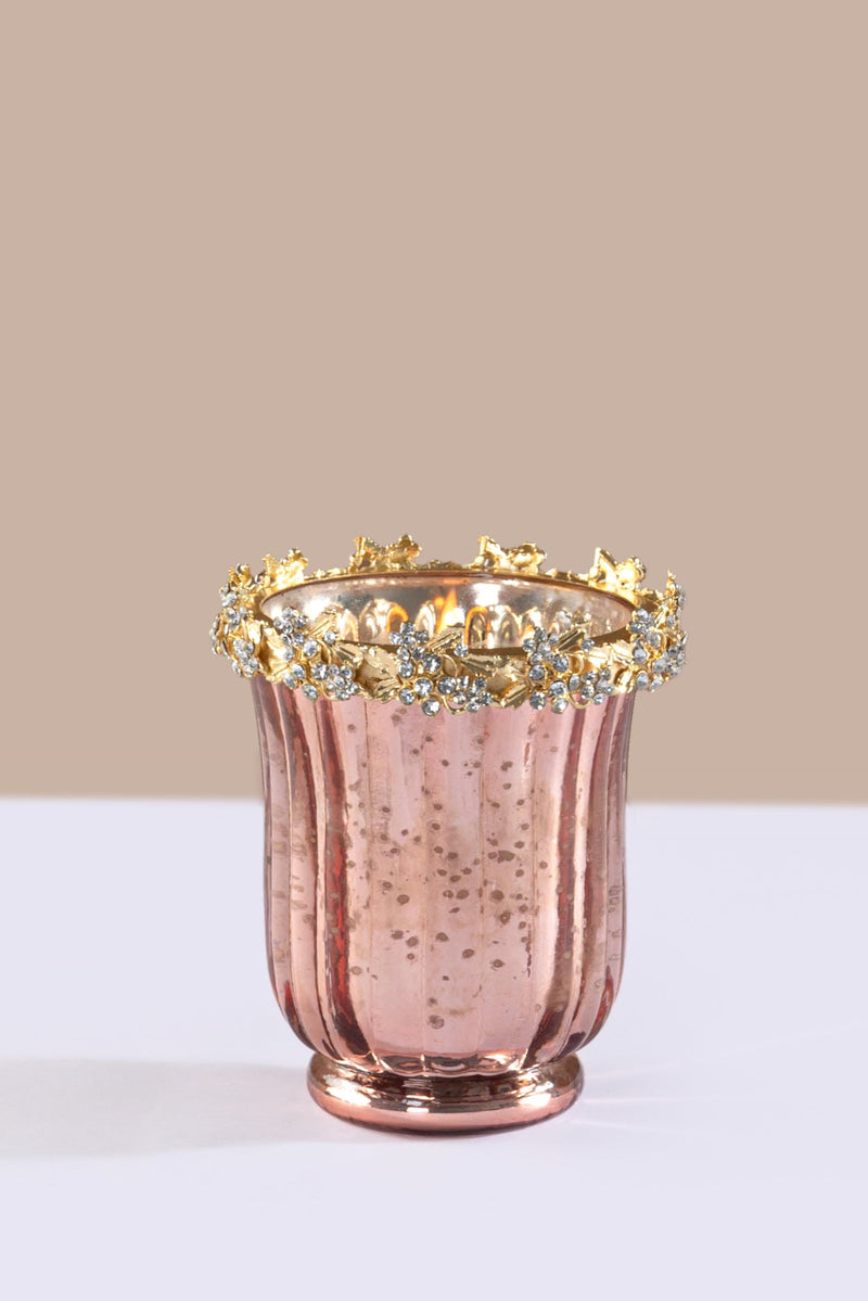 Jewel Bloom - Flower Candle | Rose Gold | Golden Pine
