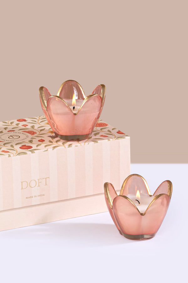 Eternal Bloom - Flower Bowl Candle | Pink | English Rose | Set of 2