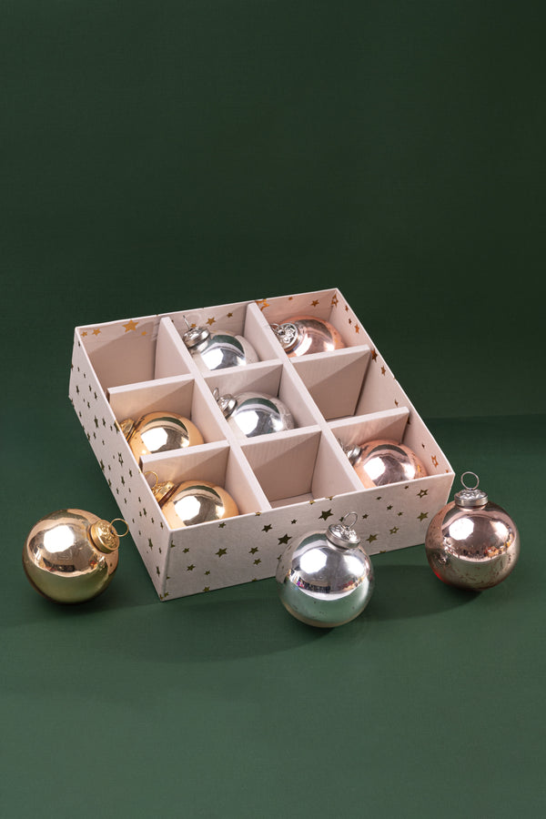 Glass Ornaments | Multi-Colour | Set of 9