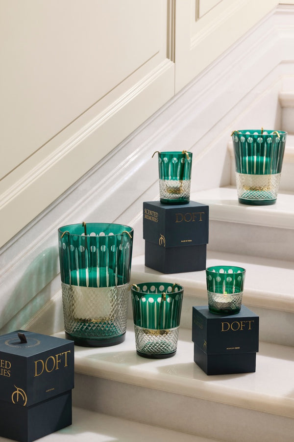 Royal - Hurricane Candle | Green | White Amber & Tonka| Set of 5