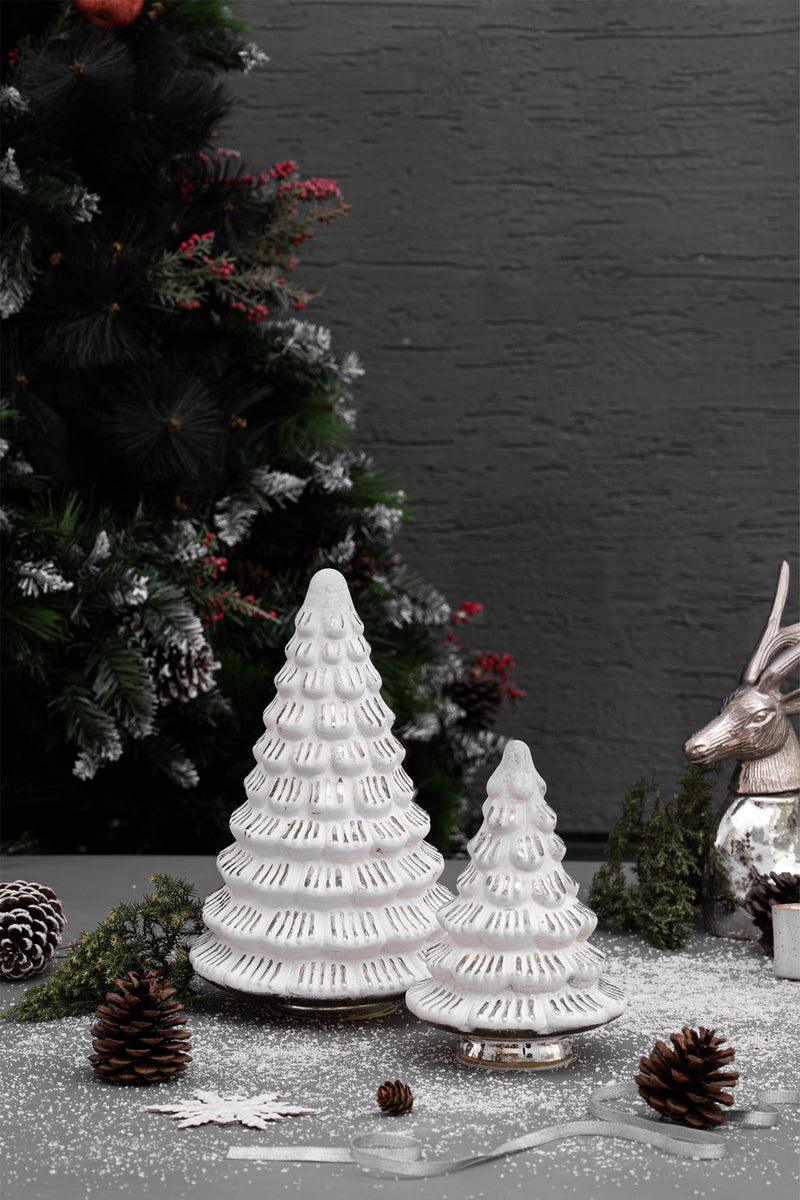 White | Led Fitted Glass Christmas Tree