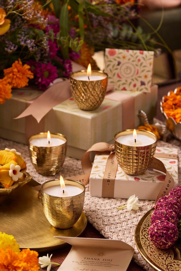 Metallic Votives - Gift Set | Gold | Golden Vanilla | Set of 4