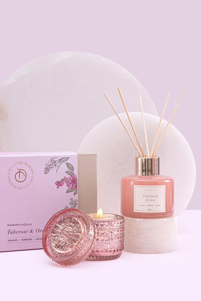 Diffuser & Trinket Jar candle set | Tuberose & Orchid | Scented Candle