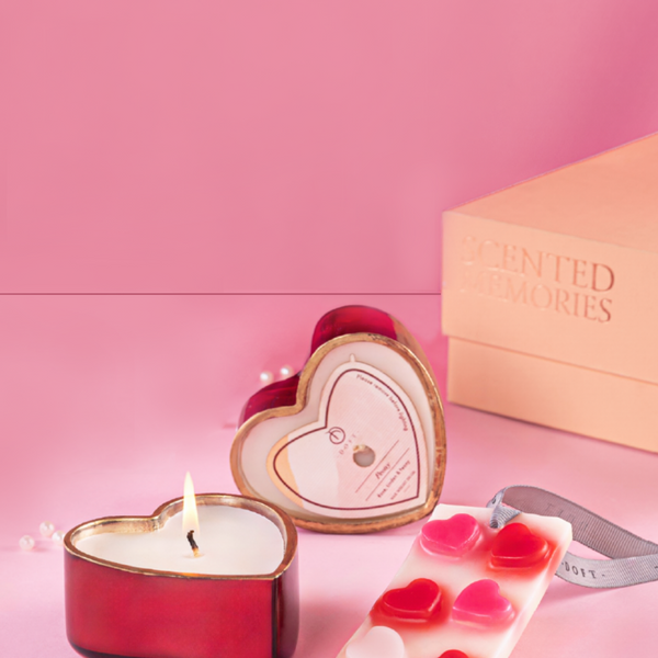 Red Sweetheart Trio Candle | 2 hearts & Wax Tablets – Doft Candles