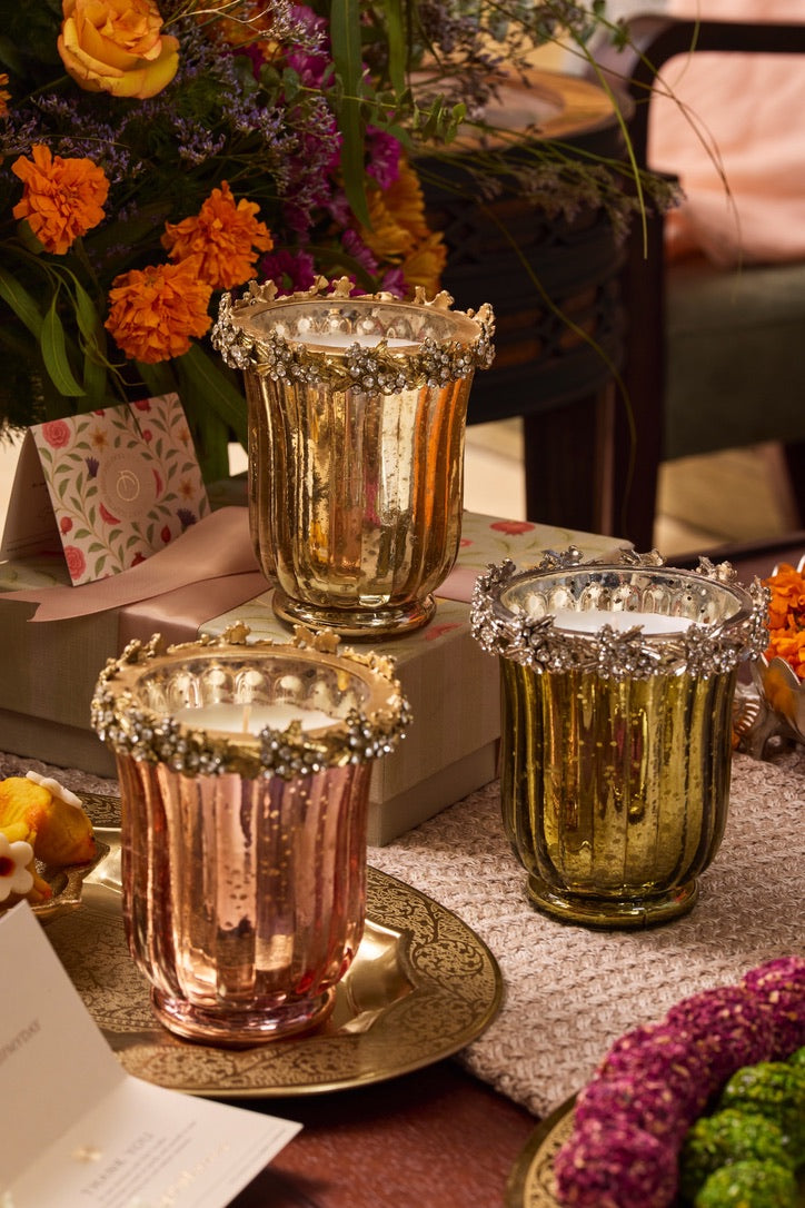 Jewel Bloom - Flower Candle | Green | Golden Pine
