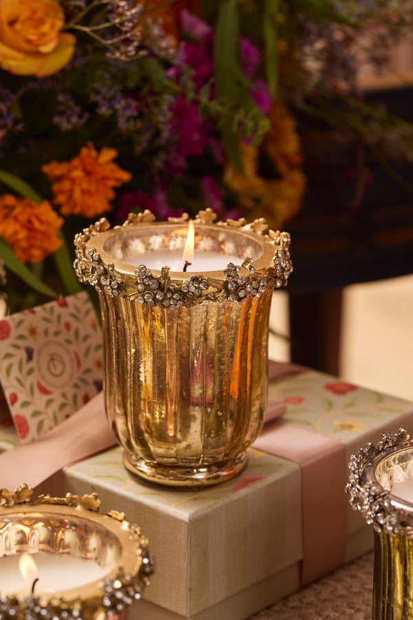 Jewel Bloom - Flower Candle | Amber | Golden Pine