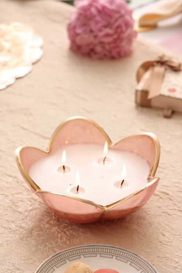Eternal Bloom - Flower Bowl Candle | Pink | English Rose