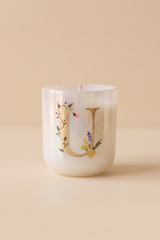 Hand Painted Initial Candle | Flower Blossom