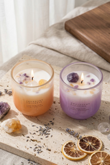 Amethyst & Citrine Candles - Crystal Energy | Set of 2