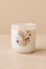 Hand Painted Initial Candle | Flower Blossom