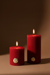 Vintage Charm - Pillar Candle | Red | Botanical Garden