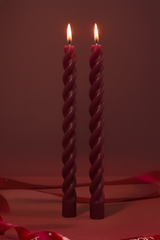 Maroon Spiral - Taper candles | Set of 2