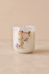 Hand Painted Initial Candle | Flower Blossom