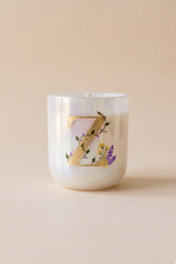 Hand Painted Initial Candle | Flower Blossom