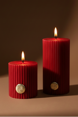 Vintage Charm · Pillar Candle · Red · Botanical Garden