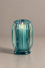 Flute Ribbed Jar Candle · Aqua