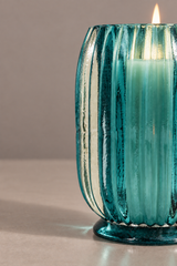 Flute Ribbed Jar Candle · Aqua