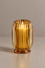 Flute Ribbed Jar Candle · Honey