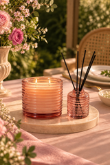 Ripples Cylinder Candle & Diffuser · Coral · Gift Set of 2