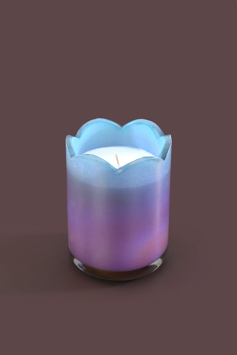 Sacred Lotus - Cylinder Candle | Blue & Lavender | Eucalyptus Sanctuary