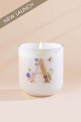 Hand Painted Initial Candle | Flower Blossom