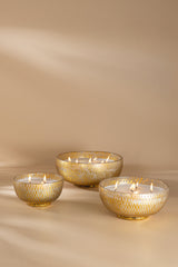Gilded Grain-Cut Bowl Set Of 3 | Gold | Scented Candle