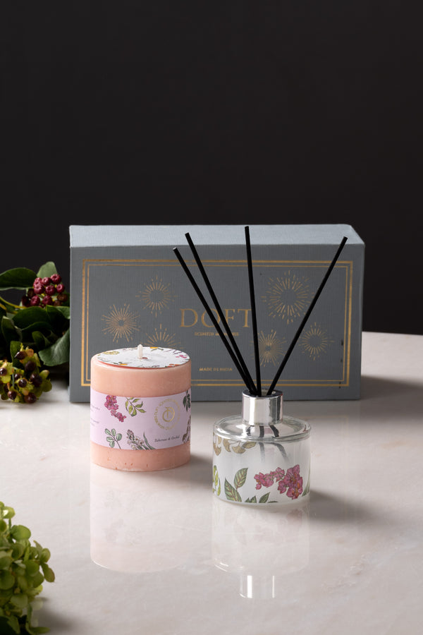 Diffuser & Small Pillar candle set | Tuberose & Orchid | Scented Candle