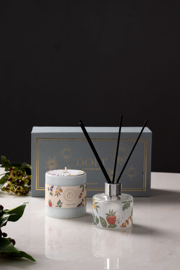 Diffuser & Small Pillar candle set | Orange Cassis | Scented Candle