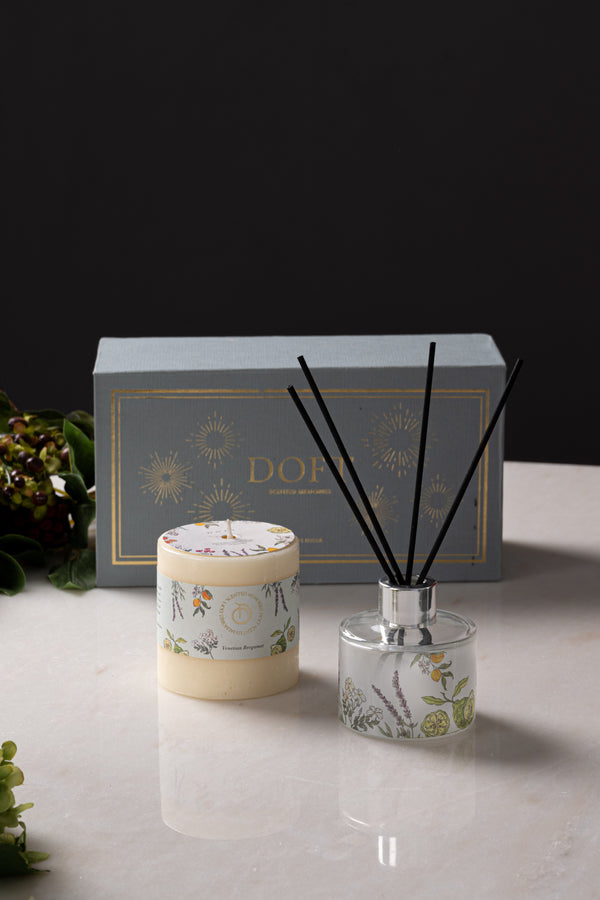 Diffuser & Small Pillar candle set | Venetian Bergamot | Scented Candle